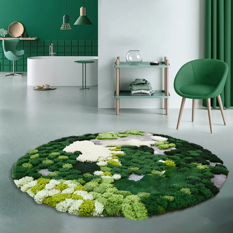 Moss Forest Magic: Handmade Custom Blended Wool Carpet