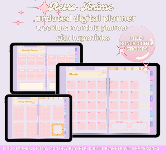 Undated Retro Anime Digital Planner