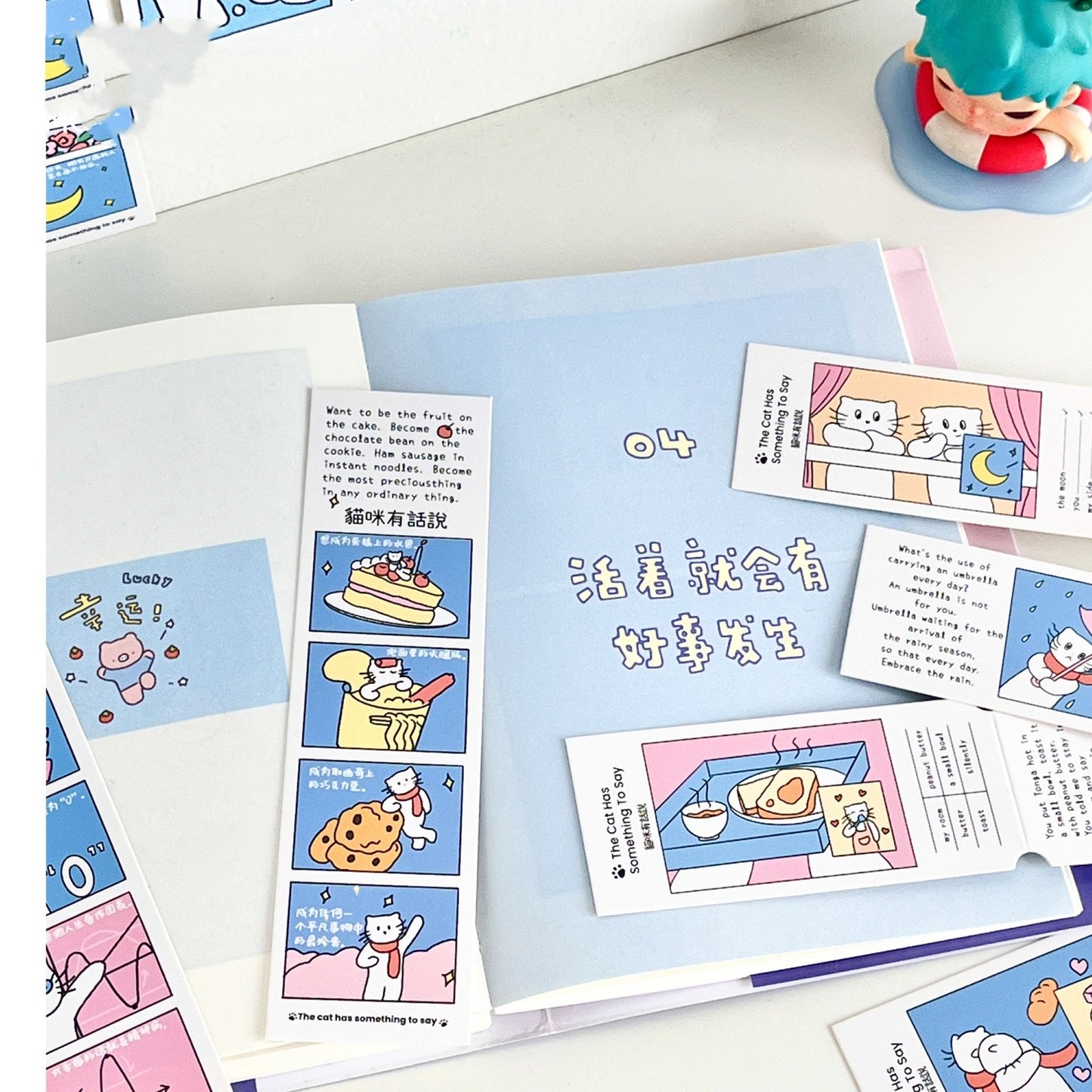 Cat Has Something To Say Box Bookmark Set - 30 pcs