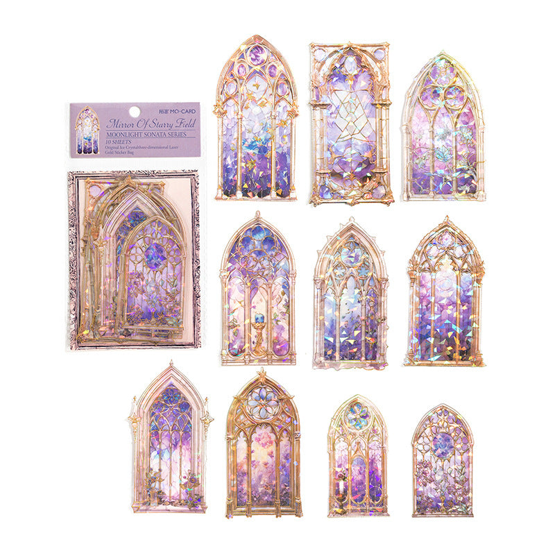 Laser Gilded Flower Window Stickers - 10pcs