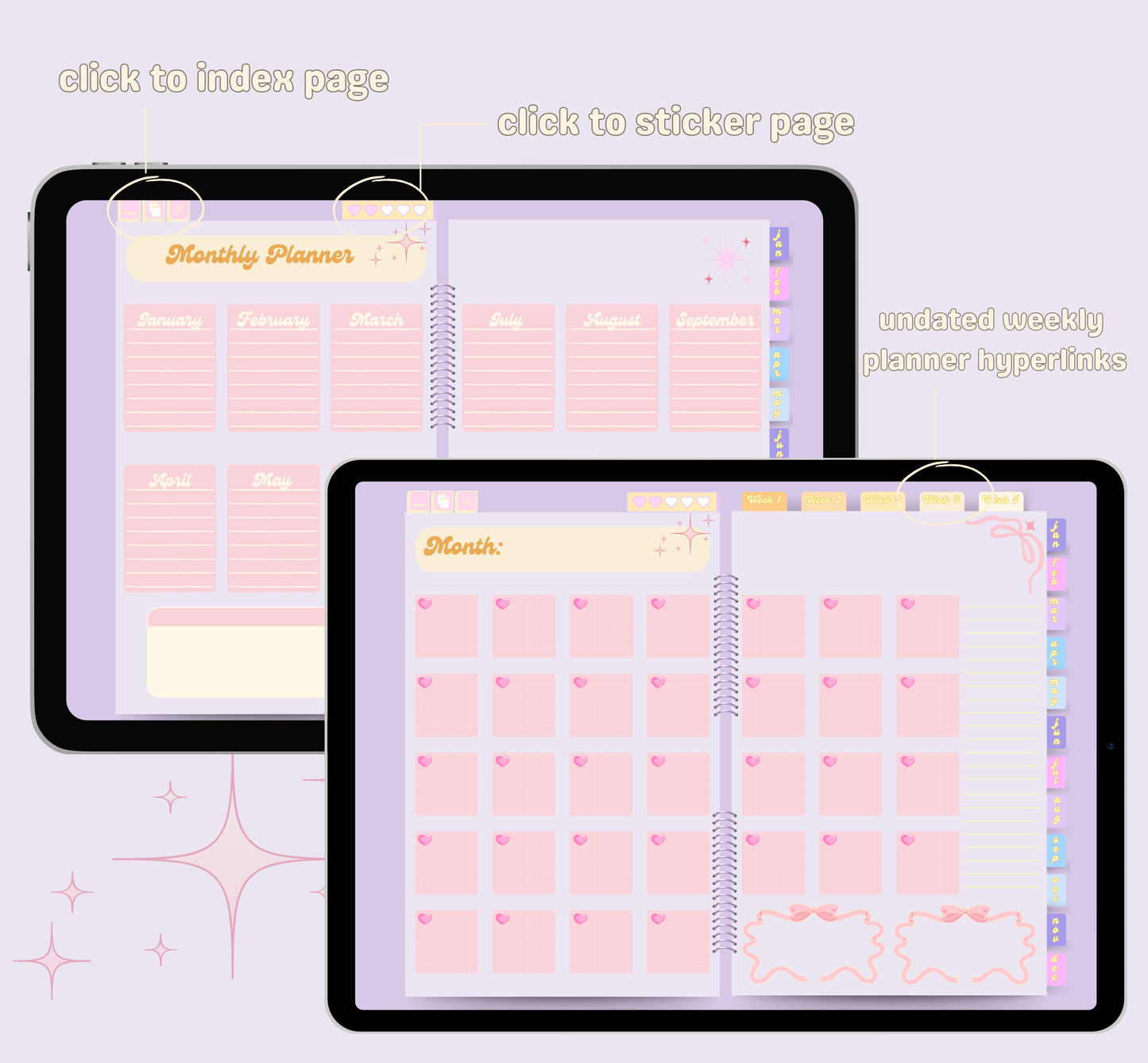 Undated Retro Anime Digital Planner