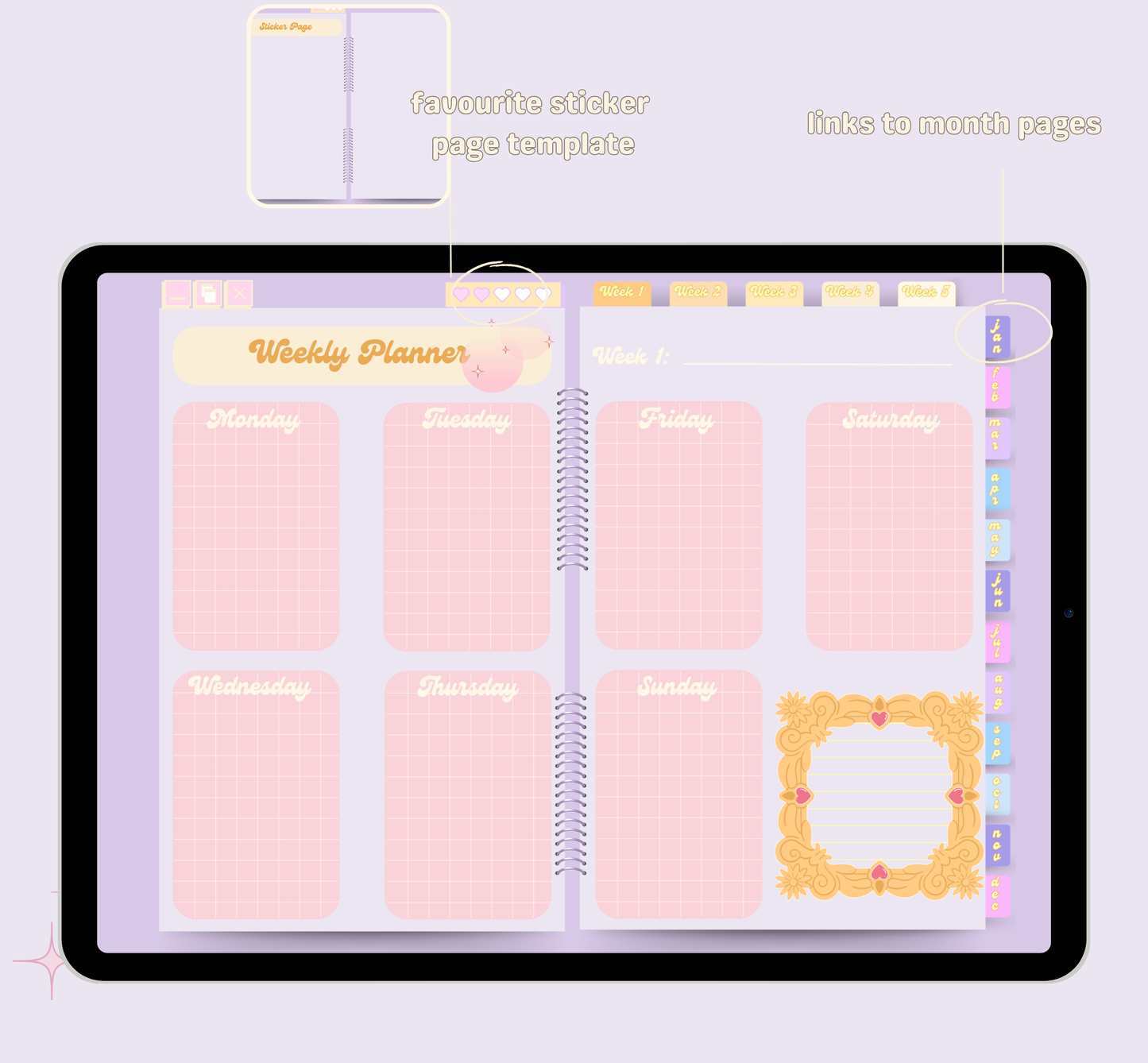 Undated Retro Anime Digital Planner