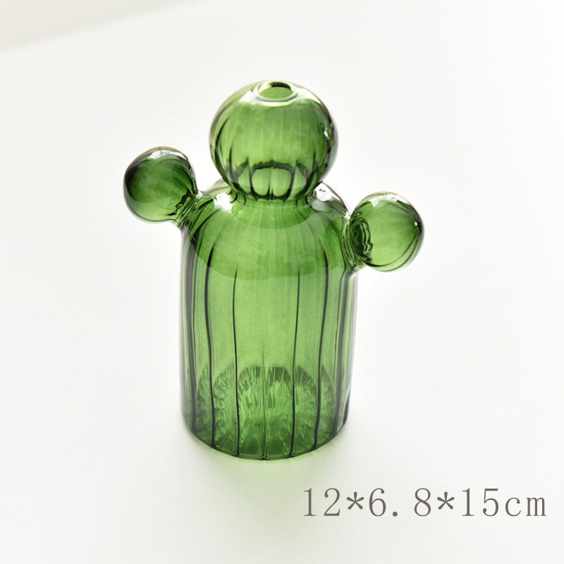 DesertBloom Modern Cactus Glass Vase Collection