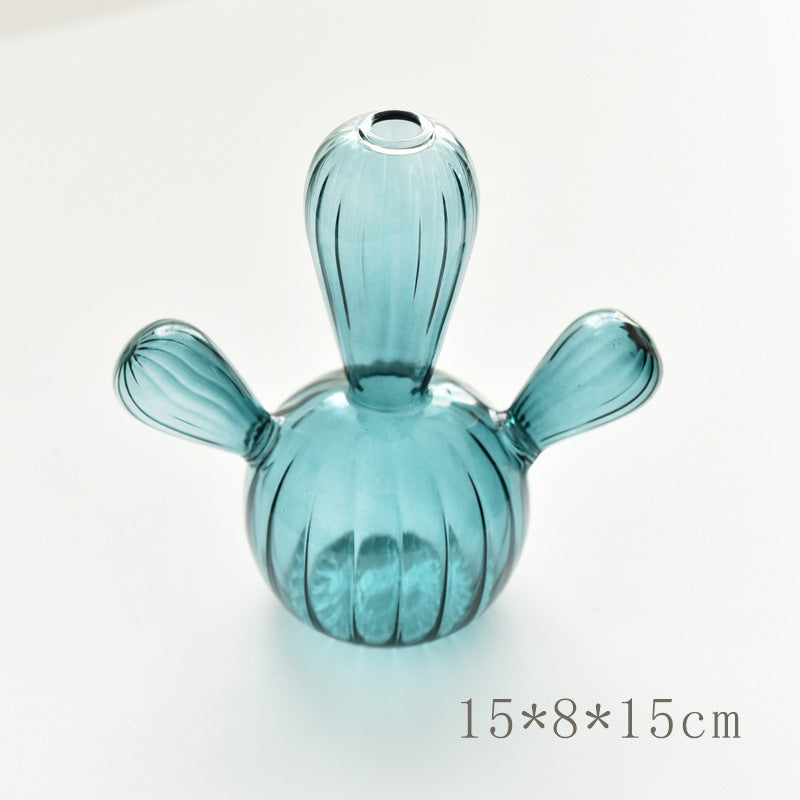 DesertBloom Modern Cactus Glass Vase Collection