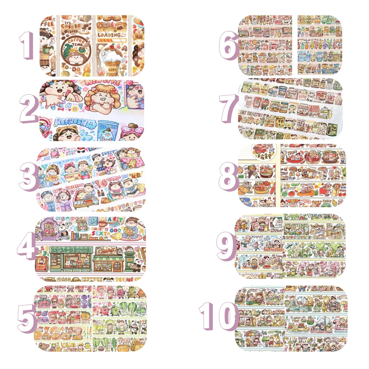 Cute Bun Girl Tape Stickers - 43 designs