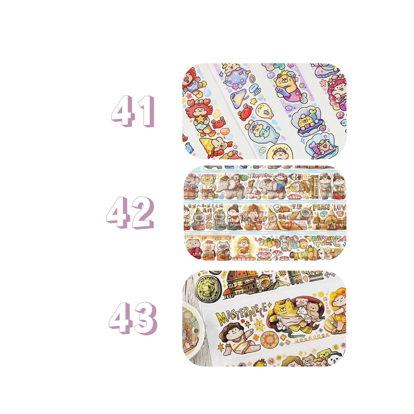 Cute Bun Girl Tape Stickers - 43 designs