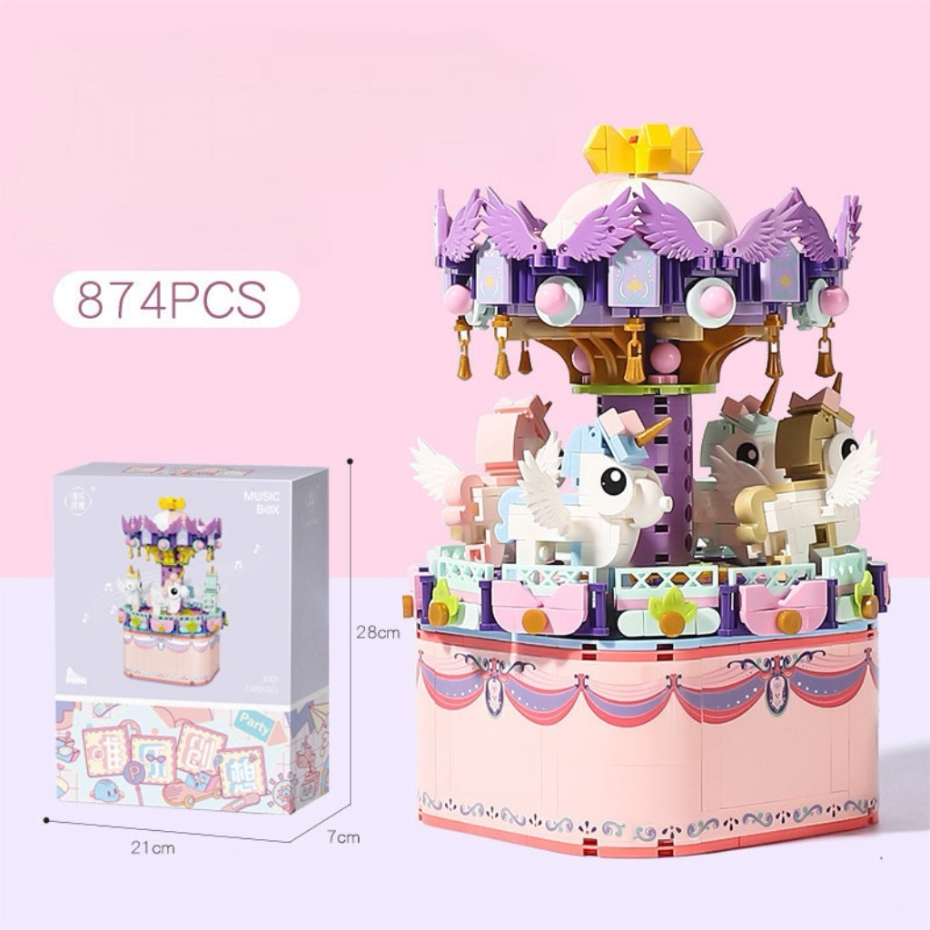 Carousel Music Box Building Block Toys