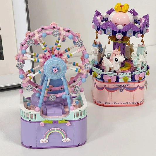 Carousel Music Box Building Block Toys