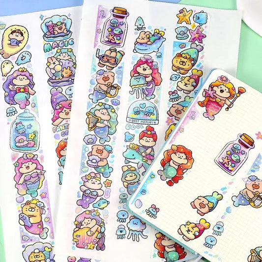 Cute Bun Girl Tape Stickers - 43 designs