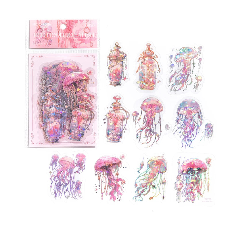 Dreamlike Watercolor Jellyfish Laser Stickers- 20Pcs