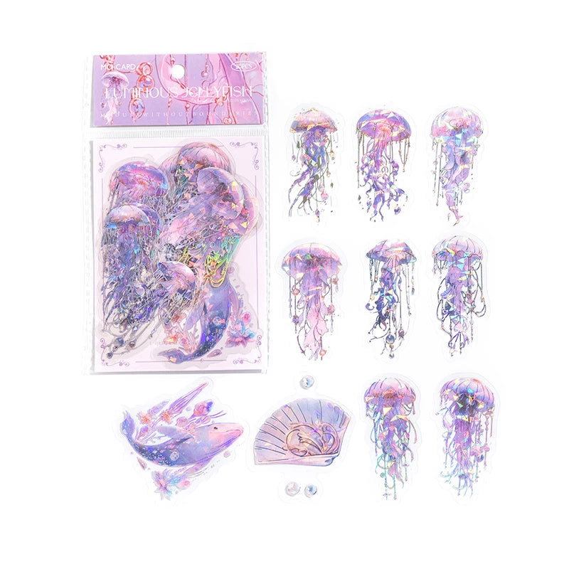 Dreamlike Watercolor Jellyfish Laser Stickers- 20Pcs