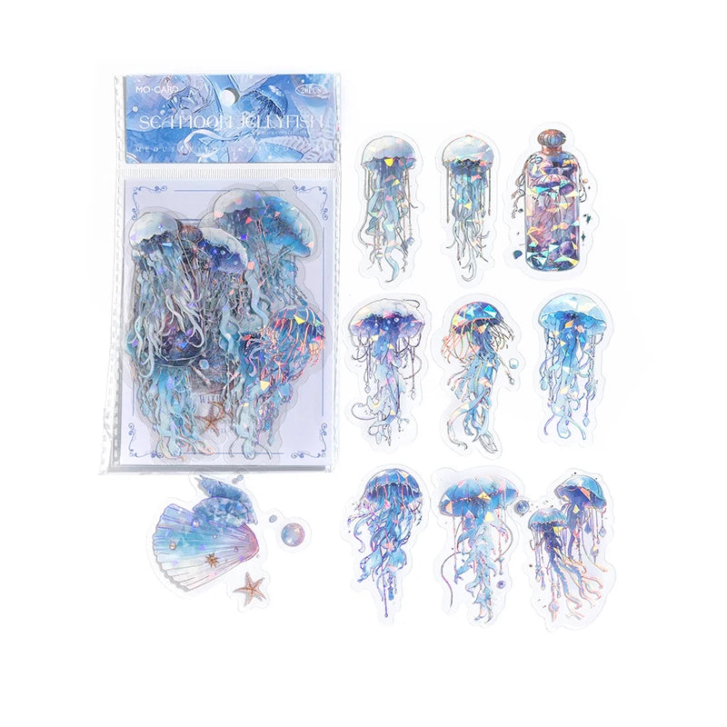 Dreamlike Watercolor Jellyfish Laser Stickers- 20Pcs