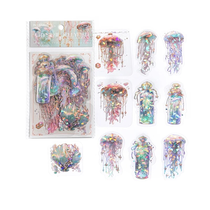 Dreamlike Watercolor Jellyfish Laser Stickers- 20Pcs