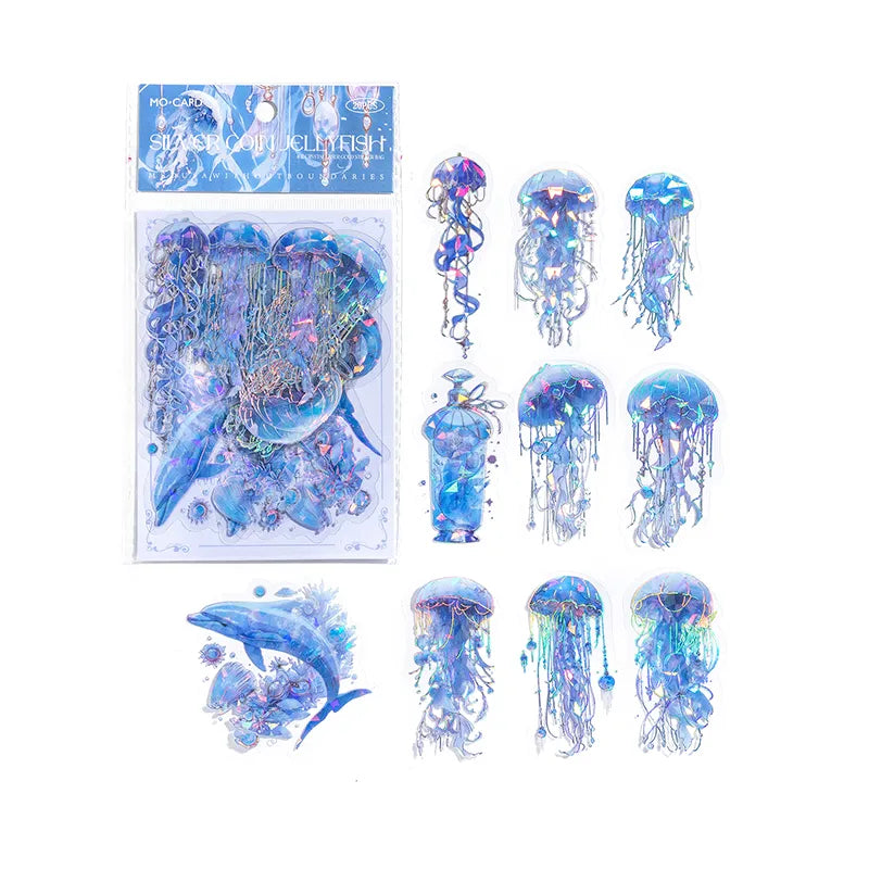 Dreamlike Watercolor Jellyfish Laser Stickers- 20Pcs