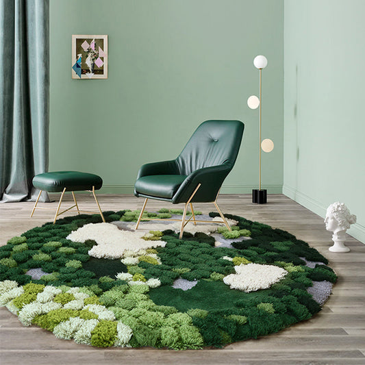 Moss Forest Magic: Handmade Custom Blended Wool Carpet